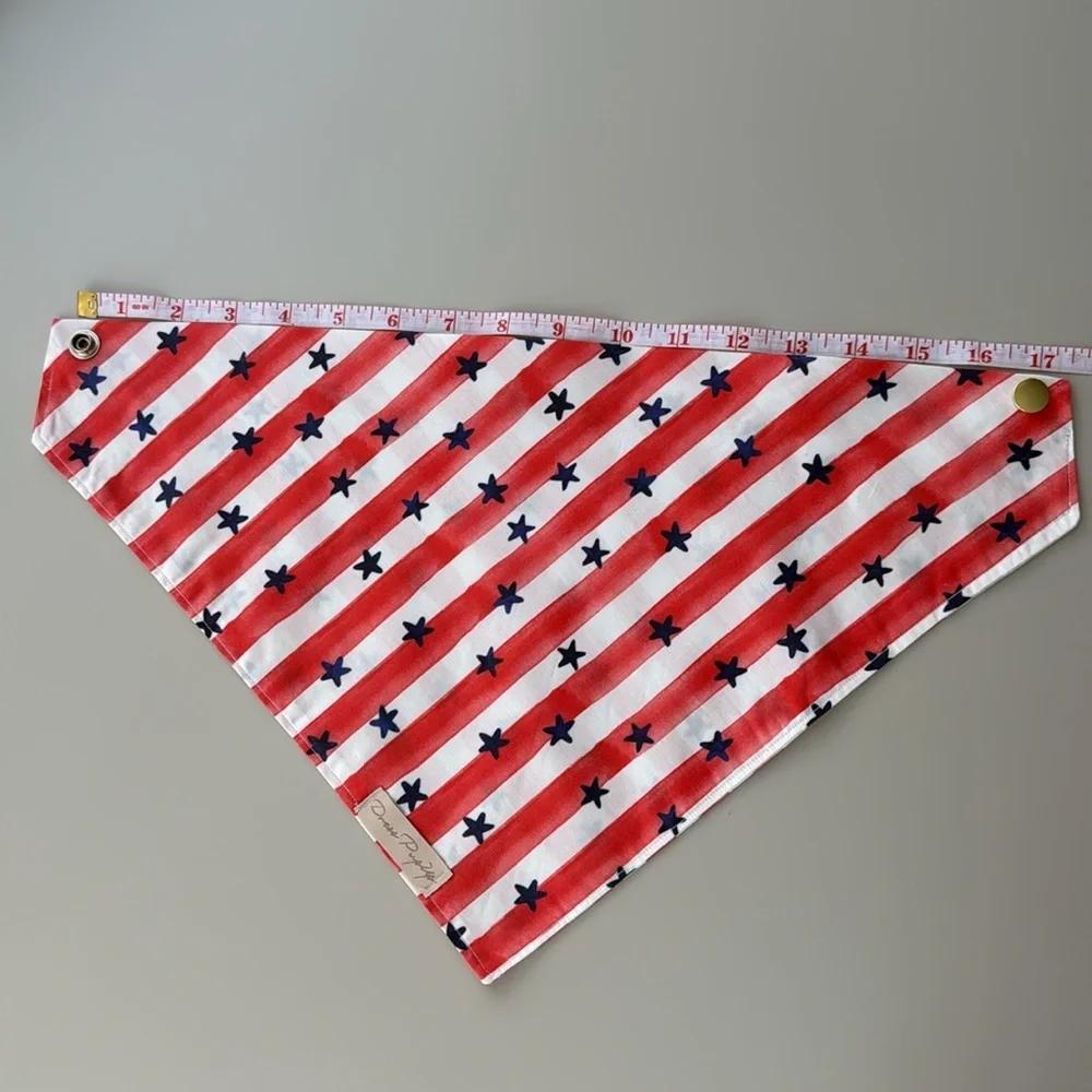 Red and White Striped Dog Bandana with Blue Stars
